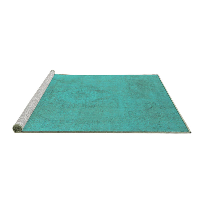 Sideview of Machine Washable Oriental Turquoise Industrial Area Rugs, wshurb2171turq