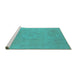 Sideview of Machine Washable Oriental Turquoise Industrial Area Rugs, wshurb2171turq
