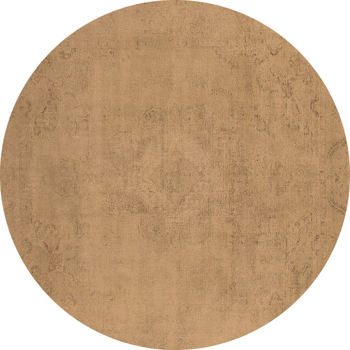 Round Machine Washable Oriental Brown Industrial Rug, wshurb2171brn