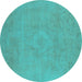 Round Oriental Turquoise Industrial Rug, urb2171turq