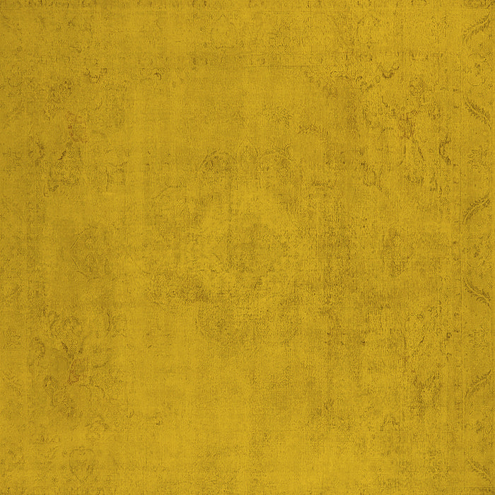 Square Machine Washable Oriental Yellow Industrial Rug, wshurb2171yw