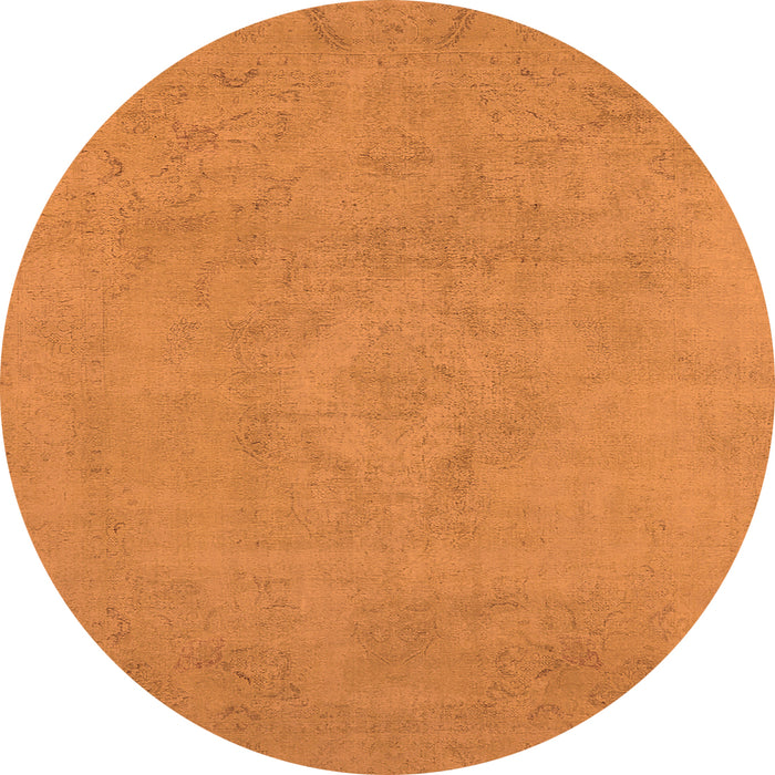Round Machine Washable Oriental Orange Industrial Area Rugs, wshurb2171org