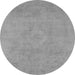 Round Machine Washable Oriental Gray Industrial Rug, wshurb2171gry