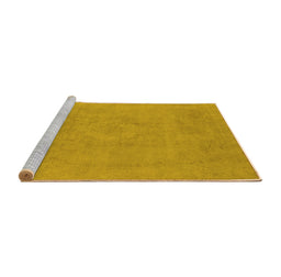 Sideview of Machine Washable Oriental Yellow Industrial Rug, wshurb2171yw