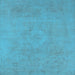Square Machine Washable Oriental Light Blue Industrial Rug, wshurb2171lblu