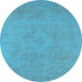 Round Oriental Light Blue Industrial Rug, urb2171lblu