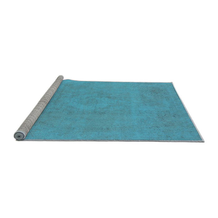 Sideview of Machine Washable Oriental Light Blue Industrial Rug, wshurb2171lblu