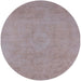 Round Mid-Century Modern Rosy Brown Pink Oriental Rug, urb2171