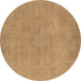 Round Machine Washable Oriental Brown Industrial Rug, wshurb2172brn