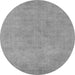 Round Machine Washable Oriental Gray Industrial Rug, wshurb2172gry