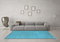 Machine Washable Oriental Light Blue Industrial Rug, wshurb2172lblu