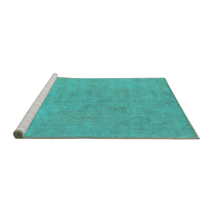 Sideview of Machine Washable Oriental Turquoise Industrial Area Rugs, wshurb2172turq