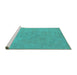 Sideview of Machine Washable Oriental Turquoise Industrial Area Rugs, wshurb2172turq