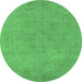 Round Oriental Emerald Green Industrial Rug, urb2172emgrn