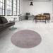 Round Mid-Century Modern Rose Purple Oriental Rug in a Office, urb2172