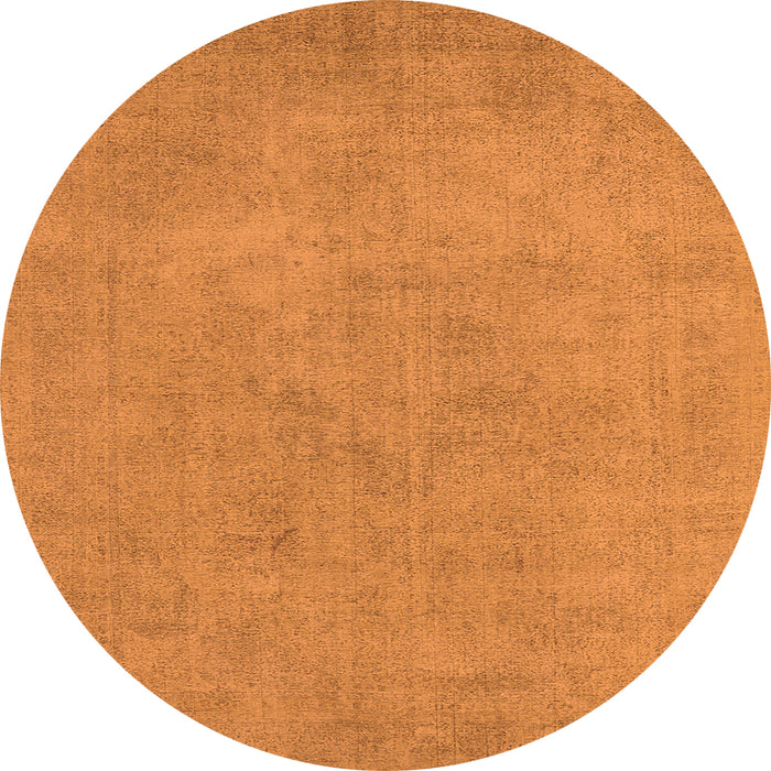Round Machine Washable Oriental Orange Industrial Area Rugs, wshurb2172org