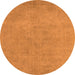 Round Machine Washable Oriental Orange Industrial Area Rugs, wshurb2172org