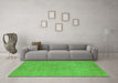 Machine Washable Oriental Green Industrial Area Rugs in a Living Room,, wshurb2172grn