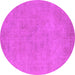 Round Machine Washable Oriental Pink Industrial Rug, wshurb2172pnk