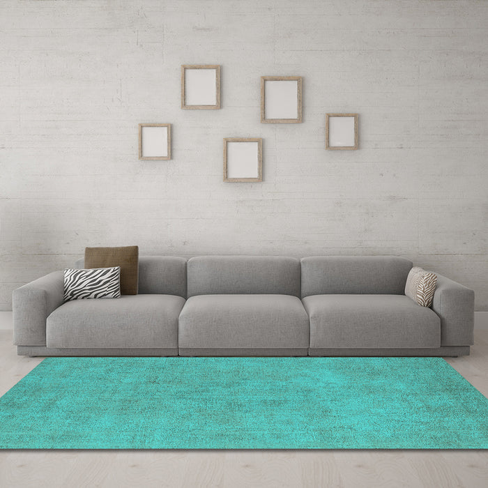 Machine Washable Oriental Turquoise Industrial Area Rugs in a Living Room,, wshurb2172turq