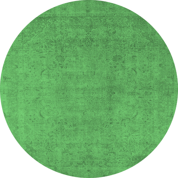 Round Oriental Emerald Green Industrial Rug, urb2173emgrn