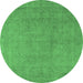 Round Oriental Emerald Green Industrial Rug, urb2173emgrn