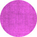 Round Machine Washable Oriental Pink Industrial Rug, wshurb2173pnk