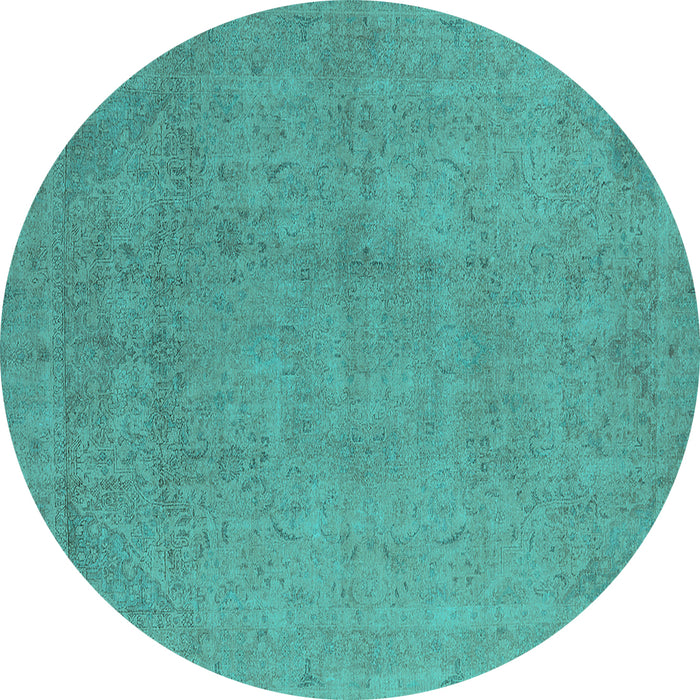 Round Oriental Turquoise Industrial Rug, urb2173turq
