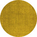 Round Machine Washable Oriental Yellow Industrial Rug, wshurb2173yw