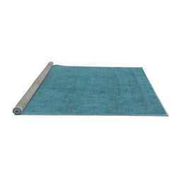 Sideview of Machine Washable Oriental Light Blue Industrial Rug, wshurb2173lblu