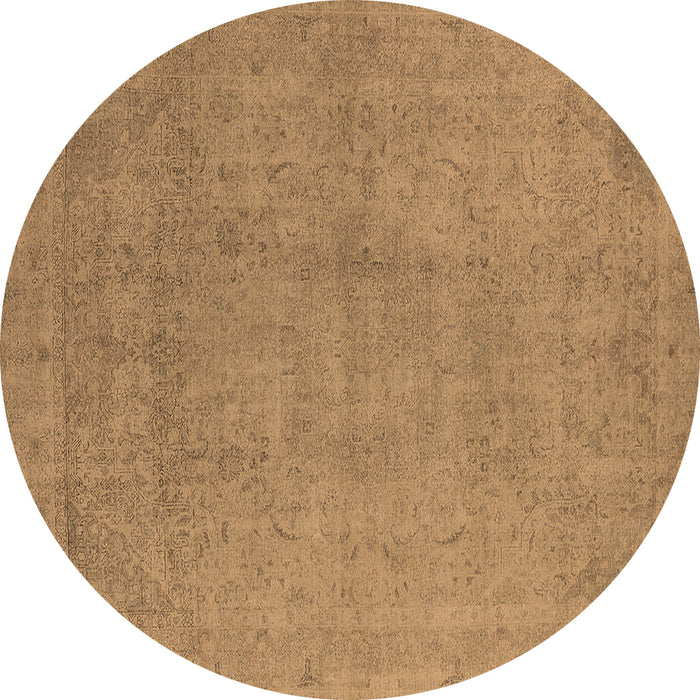 Round Oriental Brown Industrial Rug, urb2173brn
