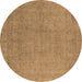 Round Oriental Brown Industrial Rug, urb2173brn