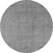 Round Machine Washable Oriental Gray Industrial Rug, wshurb2173gry