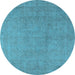 Round Oriental Light Blue Industrial Rug, urb2173lblu