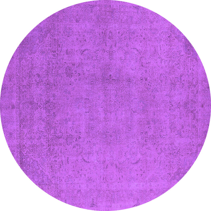 Round Machine Washable Oriental Purple Industrial Area Rugs, wshurb2173pur