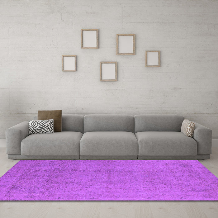 Machine Washable Oriental Purple Industrial Area Rugs in a Living Room, wshurb2173pur