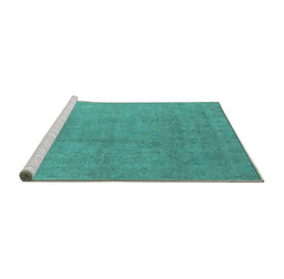 Sideview of Machine Washable Oriental Turquoise Industrial Area Rugs, wshurb2173turq