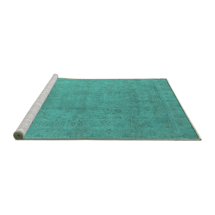 Sideview of Machine Washable Oriental Turquoise Industrial Area Rugs, wshurb2173turq