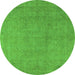 Round Oriental Green Industrial Rug, urb2173grn