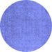 Round Oriental Blue Industrial Rug, urb2173blu