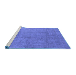 Sideview of Machine Washable Oriental Blue Industrial Rug, wshurb2173blu