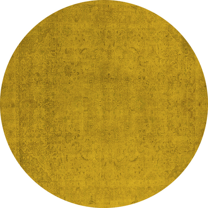 Round Oriental Yellow Industrial Rug, urb2173yw