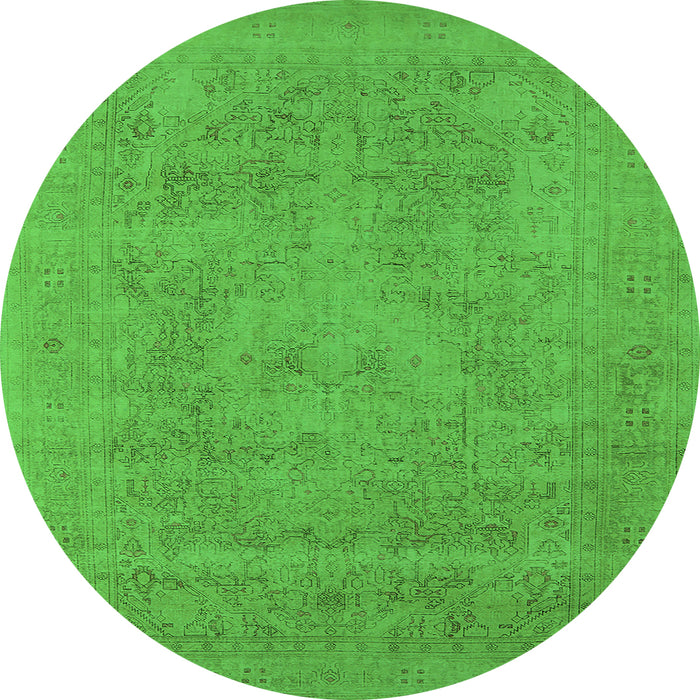 Round Oriental Green Industrial Rug, urb2174grn