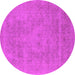 Round Machine Washable Oriental Pink Industrial Rug, wshurb2174pnk