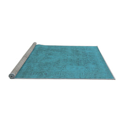 Sideview of Machine Washable Oriental Light Blue Industrial Rug, wshurb2174lblu