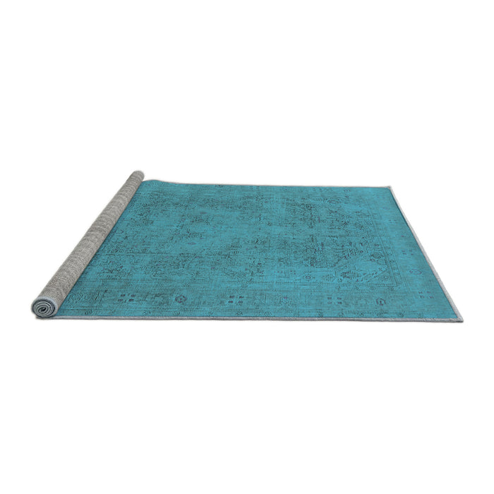 Sideview of Machine Washable Oriental Light Blue Industrial Rug, wshurb2174lblu