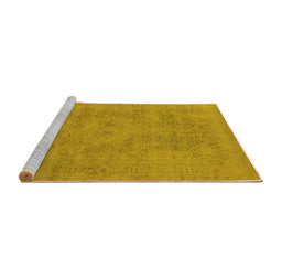Sideview of Machine Washable Oriental Yellow Industrial Rug, wshurb2174yw