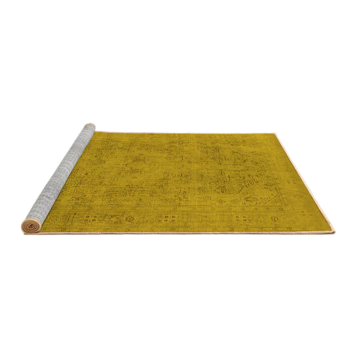 Sideview of Machine Washable Oriental Yellow Industrial Rug, wshurb2174yw