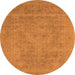 Round Machine Washable Oriental Orange Industrial Area Rugs, wshurb2174org