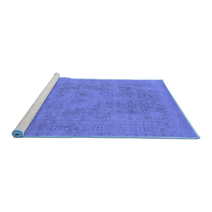 Sideview of Machine Washable Oriental Blue Industrial Rug, wshurb2174blu